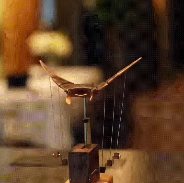 Handcrafted Wooden Manta Ray Automaton