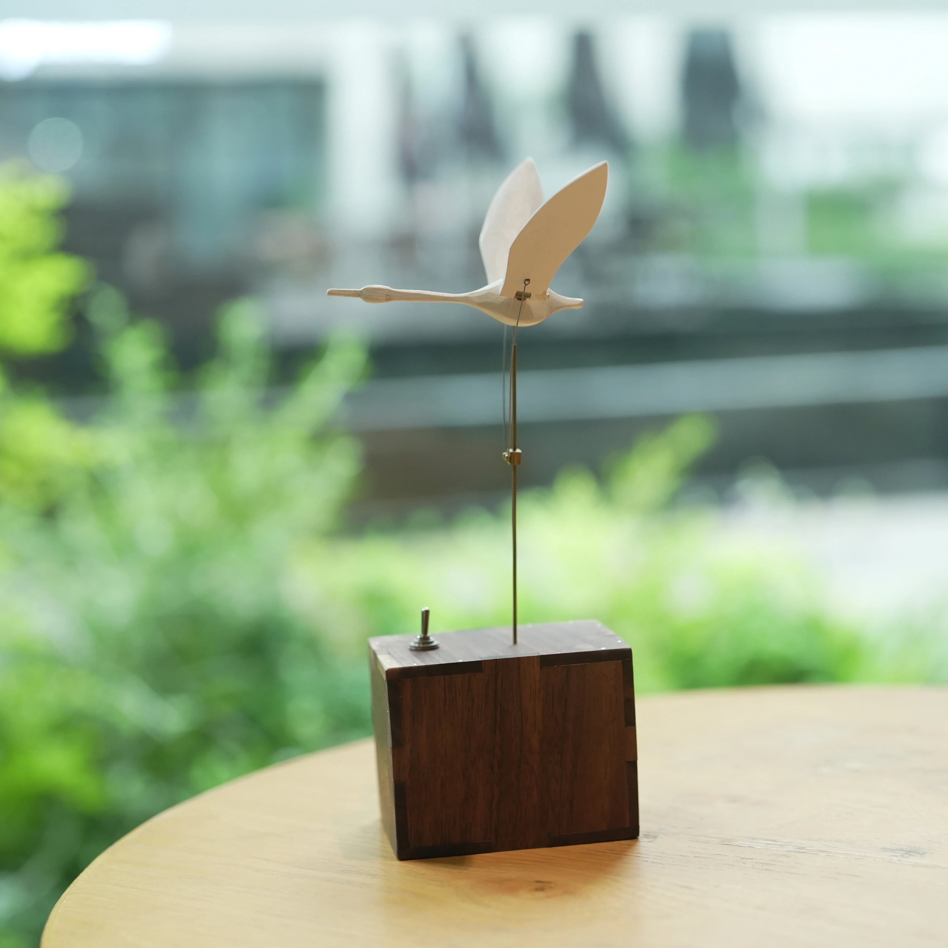 Handcrafted Wooden Swan Automaton White
