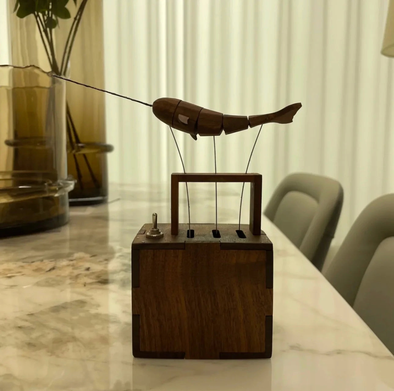 Wood Whale ornament Wooden Automaton