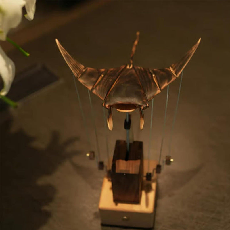 Handcrafted Wooden Manta Ray Automaton