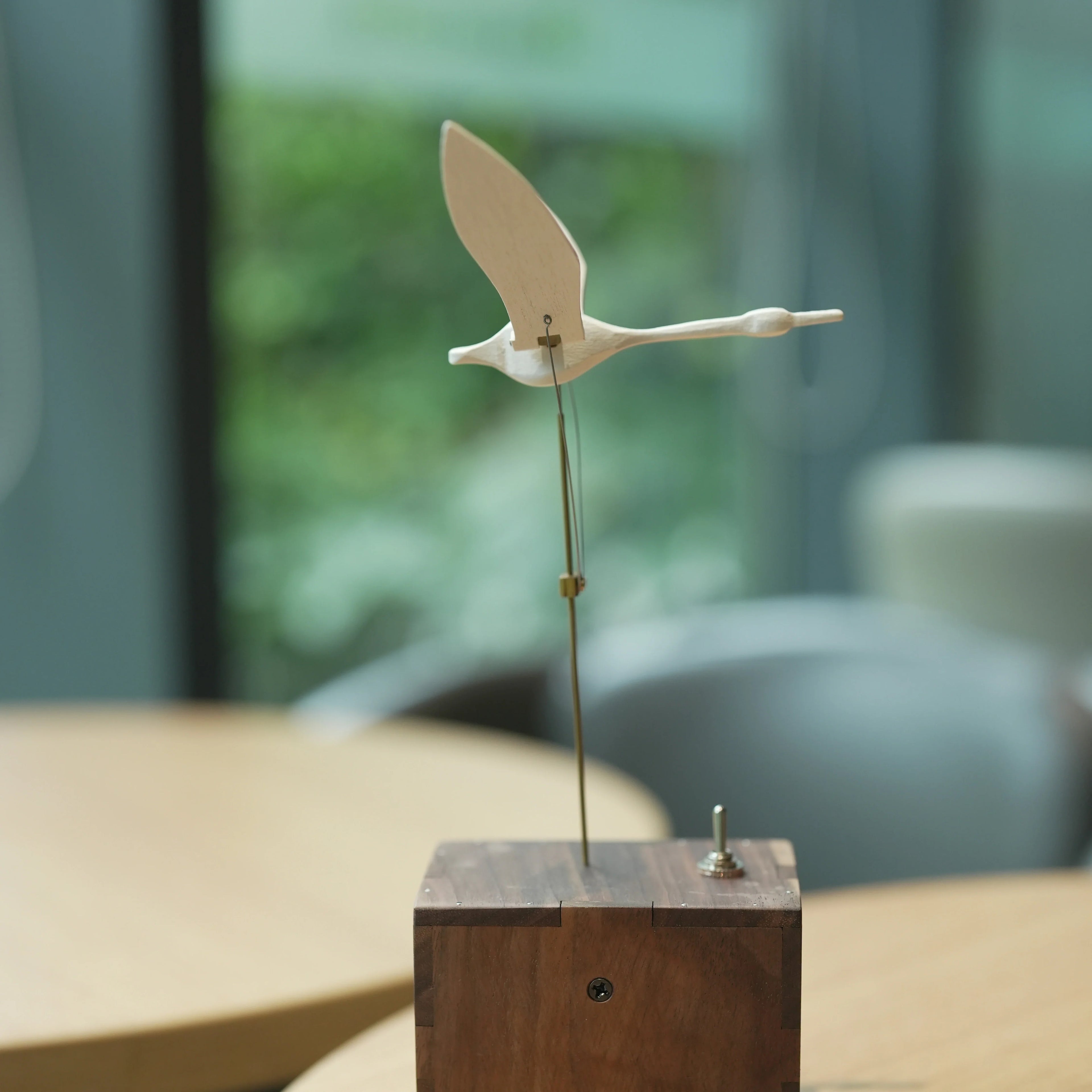 Handcrafted Wooden Swan Automaton White