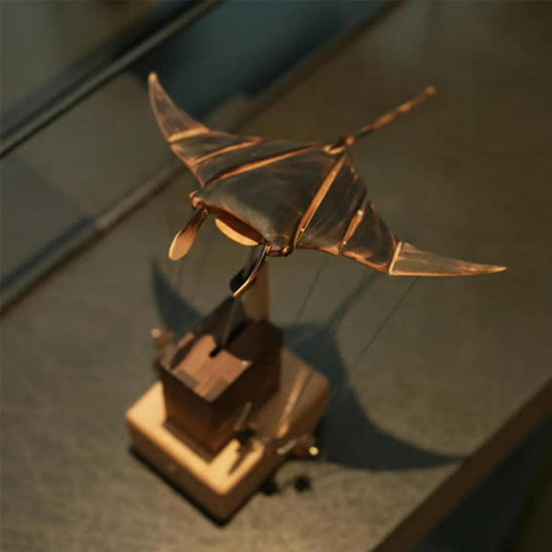 Handcrafted Wooden Manta Ray Automaton