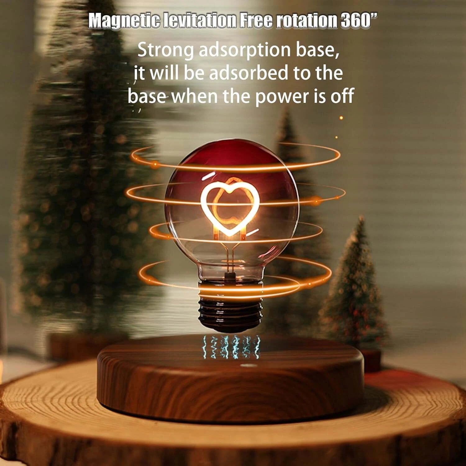 Magnetic Levitation Love Heart Lamp Creativity Floating Bulbs